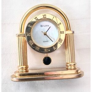Vintage Bulova Berkely B0567‎ Miniature Brass Clock